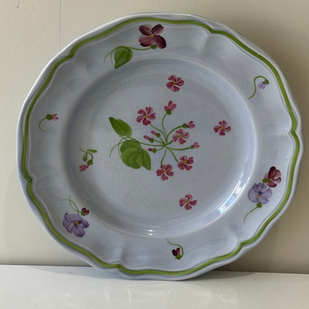 Longchamp France Hand Painted Floral‎ Scalloped Plate